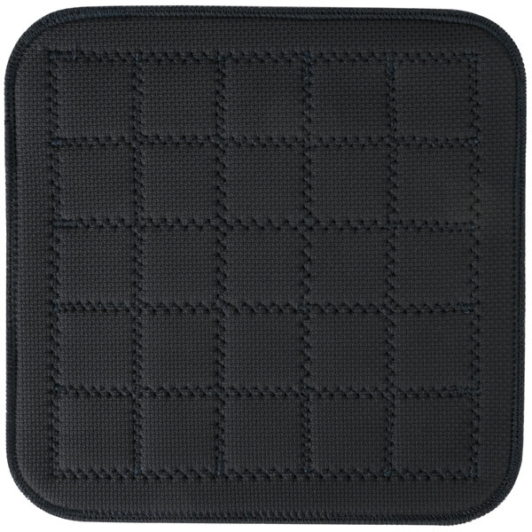 A black square San Jamar Ultigrips hot pad with a grid pattern.