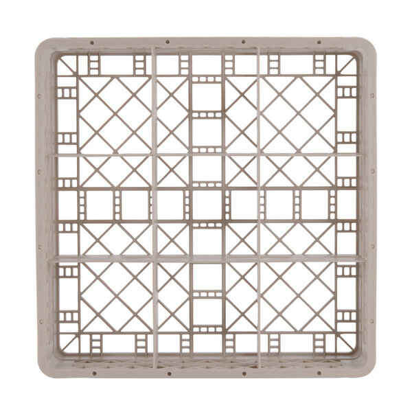 A white plastic shelf with square holes.