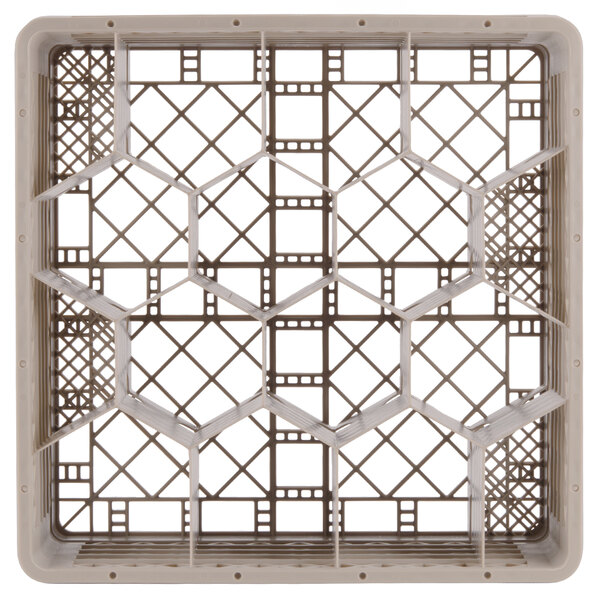 A beige plastic rack with 12 compartments and an open rack extender on top.