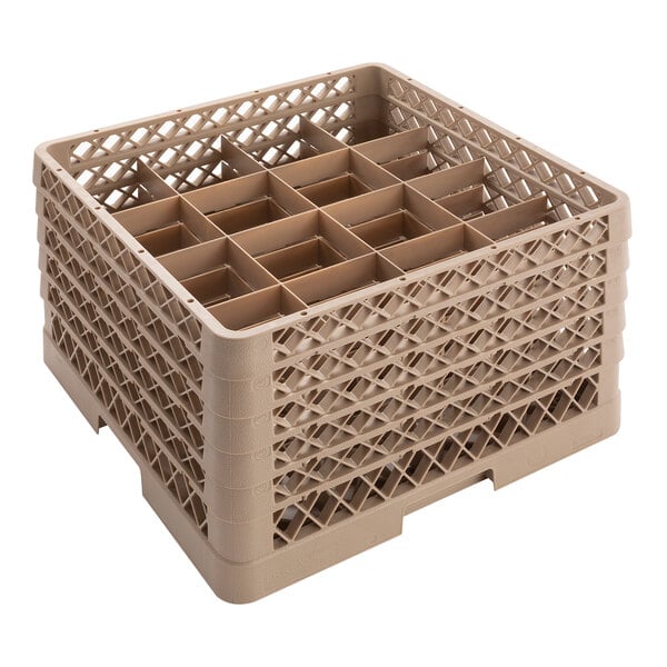Vollrath TR8DDDDA Traex® Full-Size Beige 16-Compartment 11" Glass Rack with Open Rack Extender On Top