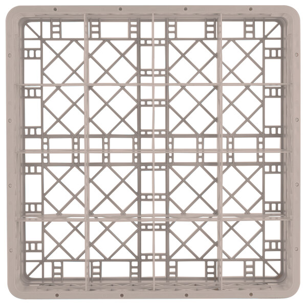 A white plastic basket with a lattice pattern and 16 square compartments.