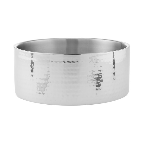 An American Metalcraft stainless steel bowl with a hammered finish.