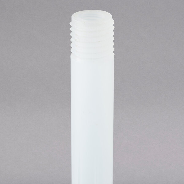 A white plastic tube with a white screw.