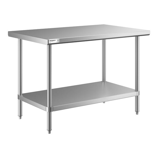 Regency 30" x 48" All 18-Gauge 430 Stainless Steel Commercial Work Table with Undershelf