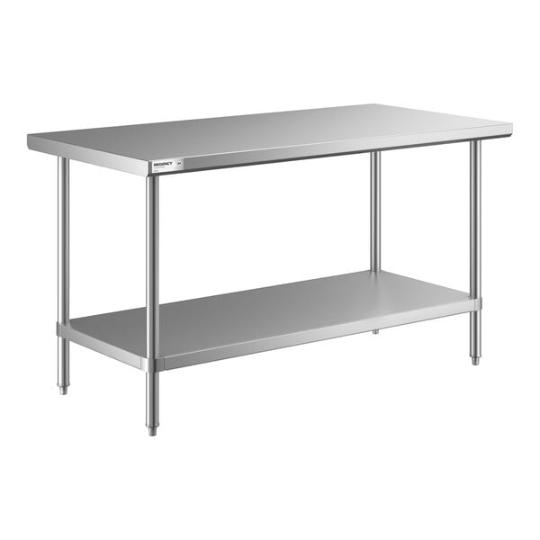 Regency 30" x 60" All 18-Gauge 430 Stainless Steel Commercial Work Table with Undershelf