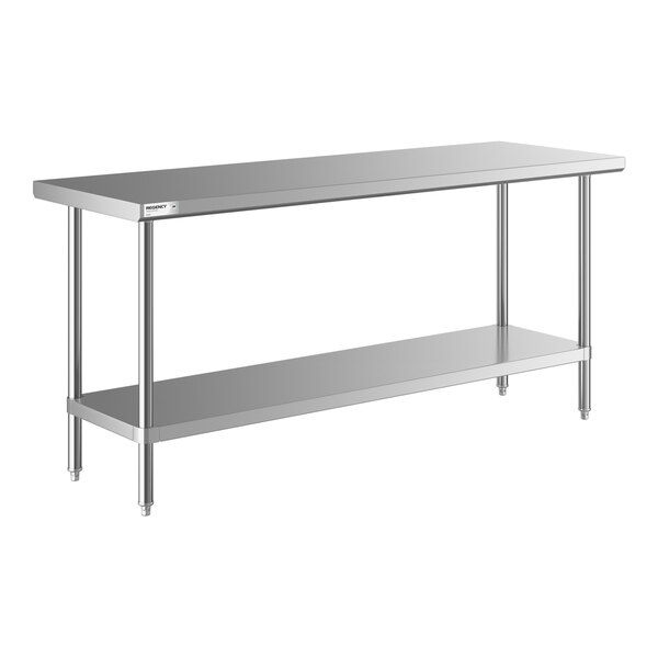 Regency 24" x 72" All 18-Gauge 430 Stainless Steel Commercial Work Table with Undershelf