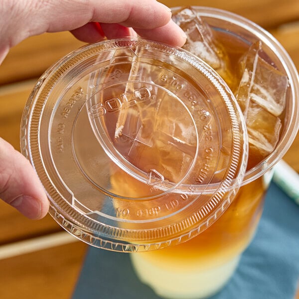 Solo 636TS Clear Plastic Lid with Straw Slot - 50/Pack