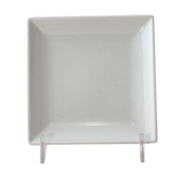 A white square Thunder Group melamine plate.