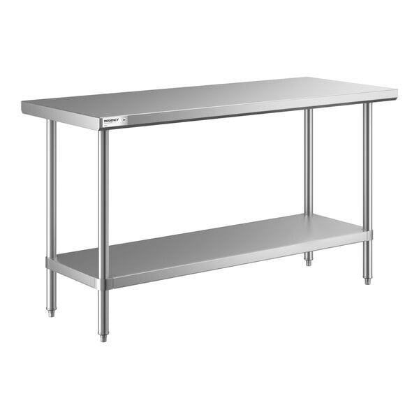 Regency 24" x 60" All 18-Gauge 430 Stainless Steel Commercial Work Table with Undershelf