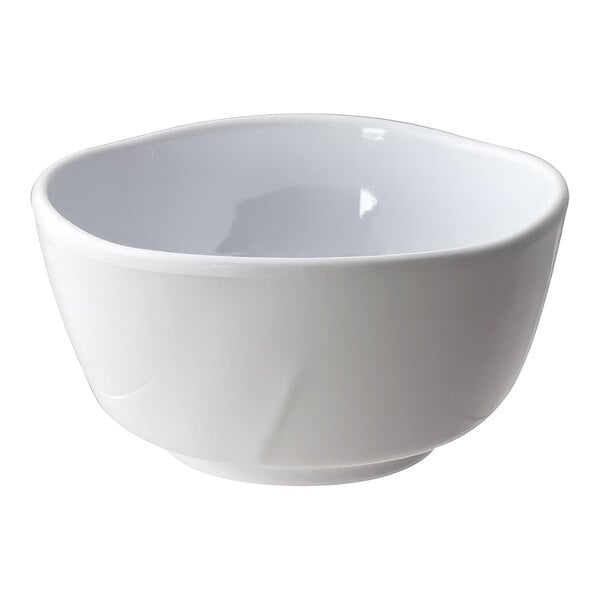 A white Thunder Group melamine bowl with a small rim.