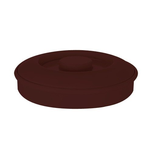 A round brown GET Melamine tortilla server with a lid.