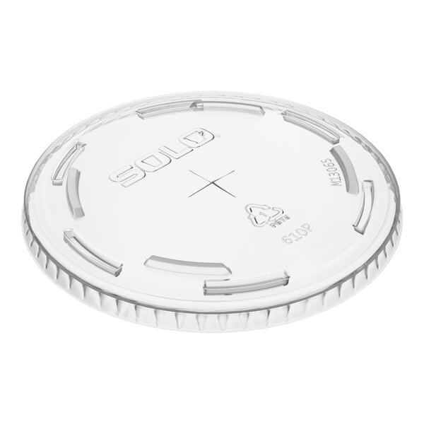 A clear plastic lid with a straw slot designed for disposable cups.