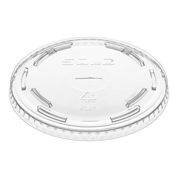 Solo Ultra Clear™ 610TS Clear PET Plastic Lid with Straw Slot - 100/Pack