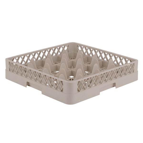 A white plastic basket with 16 compartments and holes.
