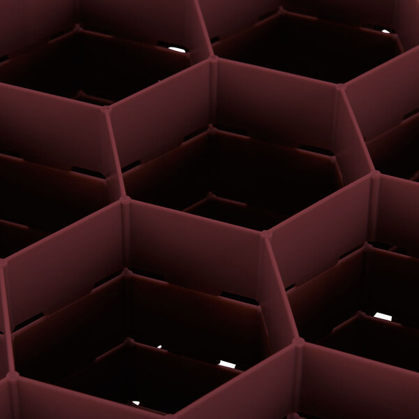 A red hexagonal Vollrath Traex glass rack.