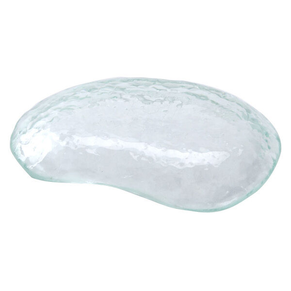 A clear Ocean Clear Glass elliptical dish on a white background.