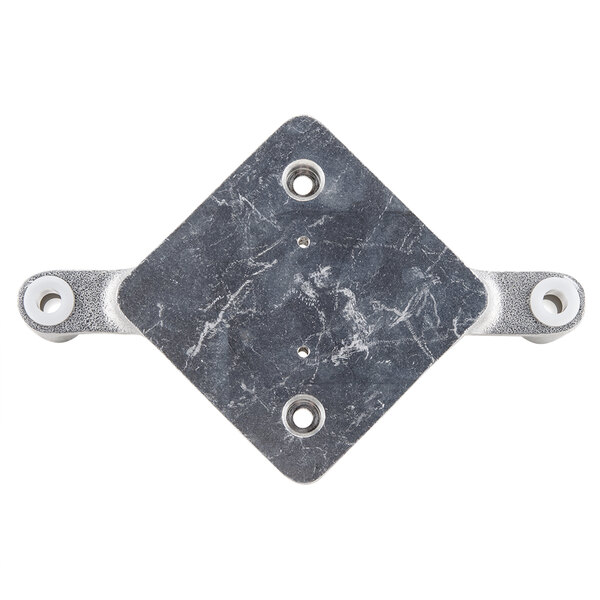 A metal plate with two holes.