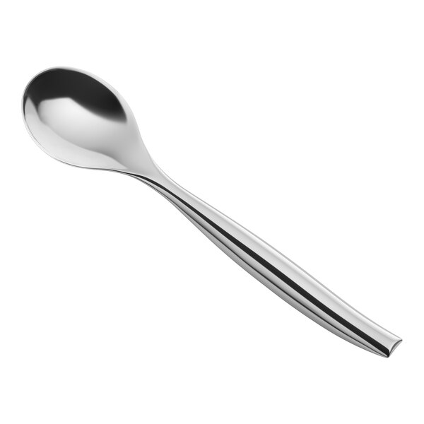 A heavy weight silver plastic serving spoon.