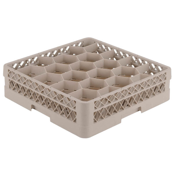 A beige Vollrath Traex glass rack with 20 compartments.