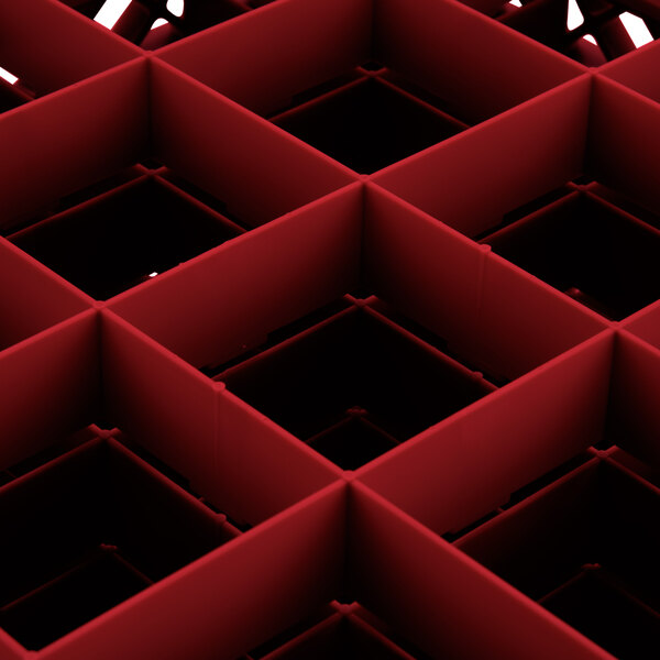 A red grid with black squares.