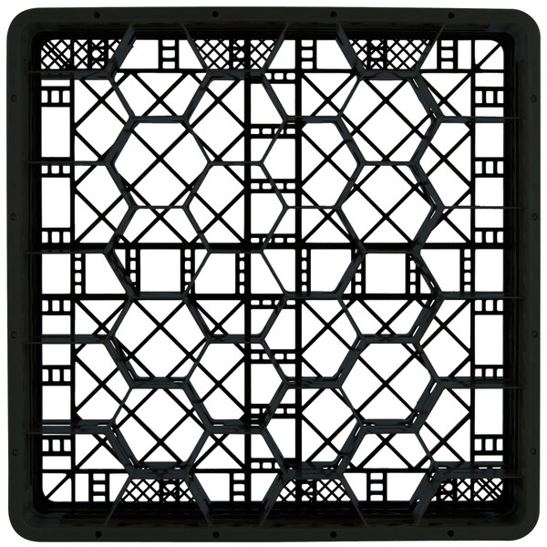 A black plastic Vollrath Traex glass rack with a grid pattern on top.