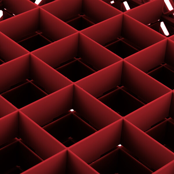 A red grid with 36 square compartments.