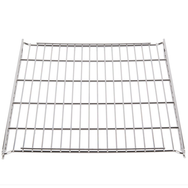 A Metro Erecta chrome wire shelf grid.