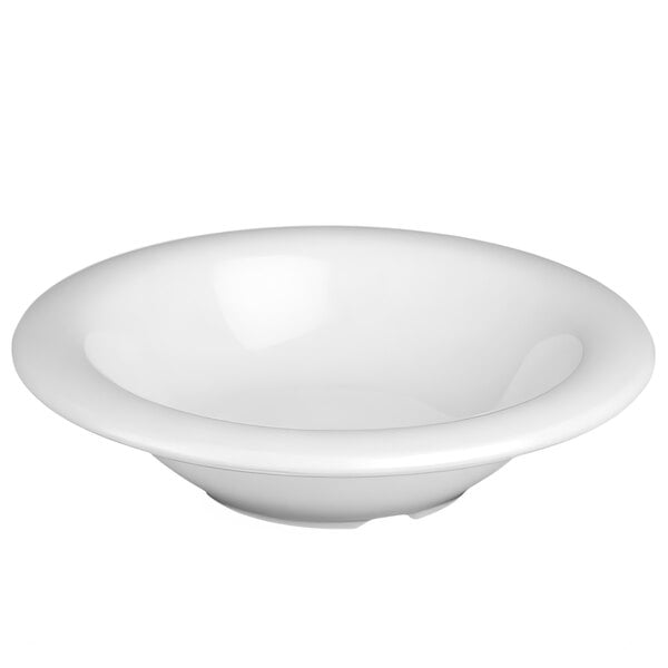 A white Thunder Group melamine salad bowl.