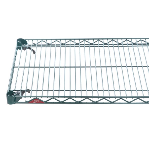 A Metroseal wire shelf on a metal rack.