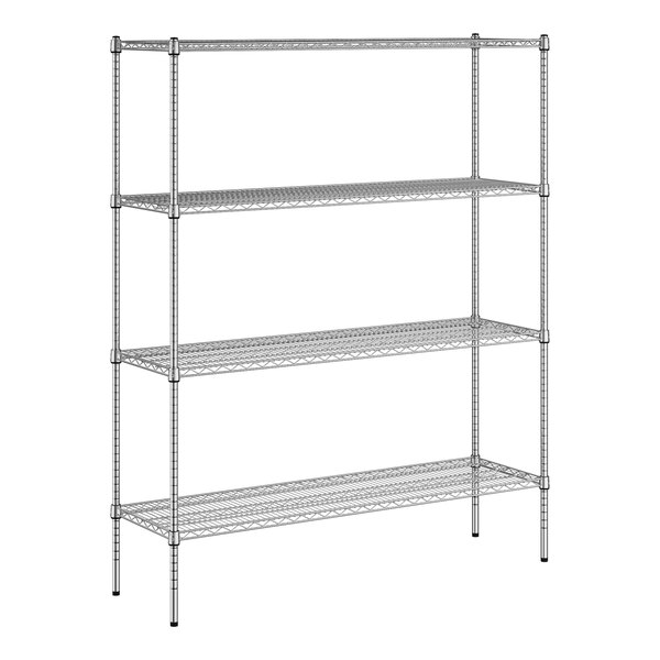 A Regency chrome wire shelving unit with four shelves.