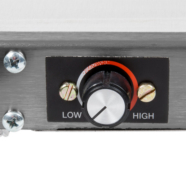 The metal control panel for a Hatco Glo-Ray heated shelf warmer.