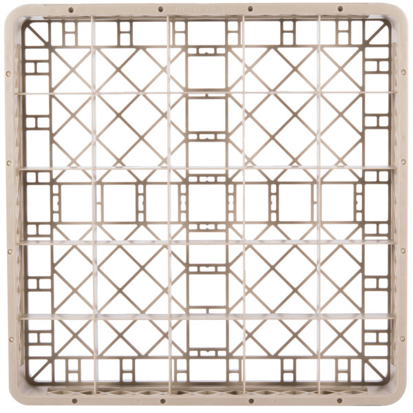 A beige plastic basket with a grid pattern and 36 square compartments.