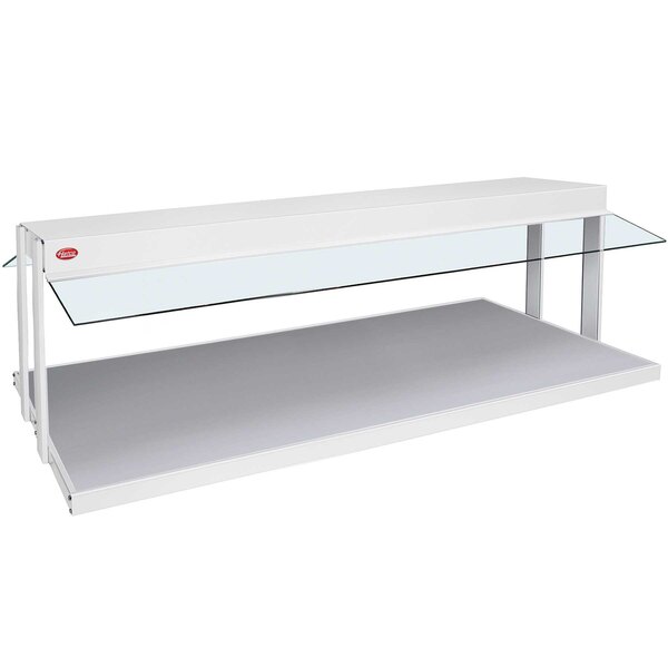 A white Hatco countertop buffet warmer with a rectangular glass surface.