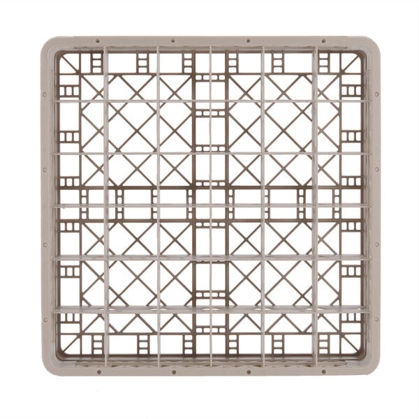 A beige plastic basket with a grid of small square compartments.