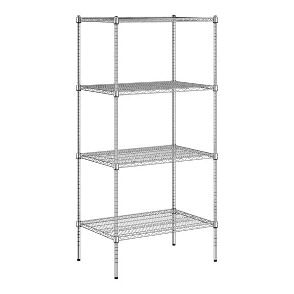 A wireframe Regency metal shelf kit with four shelves.