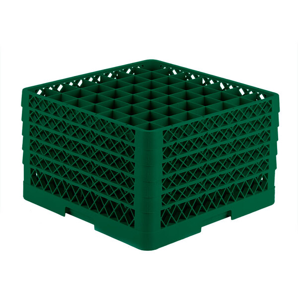 A green plastic container with 49 compartments with holes.