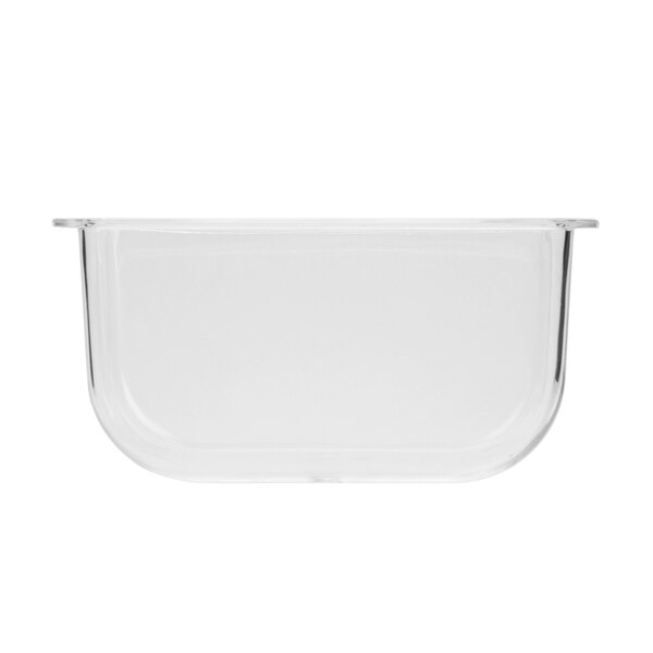 A clear plastic container with a clear rim.