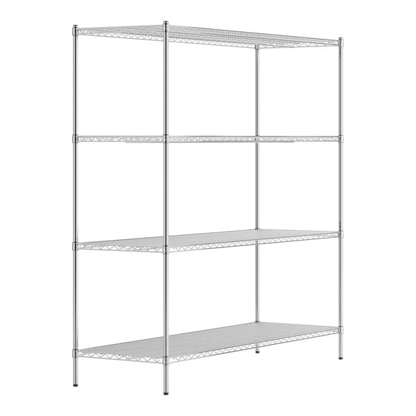 A Regency chrome wire shelving unit with four shelves.