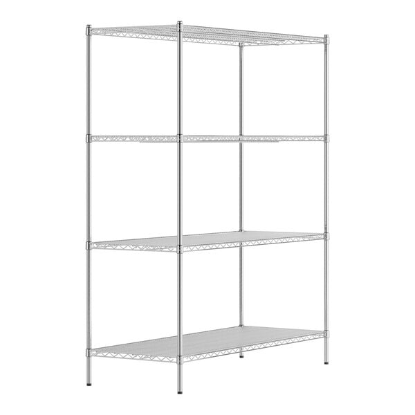 A Regency chrome wire shelving unit with four shelves.