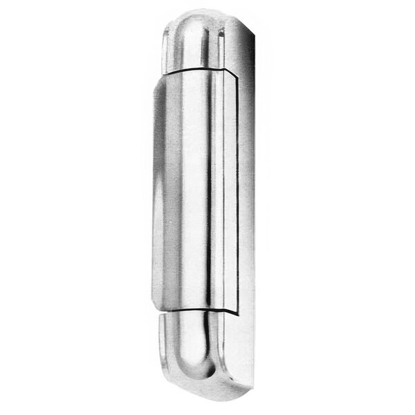 A silver stainless steel AllPoints edge mount door hinge.