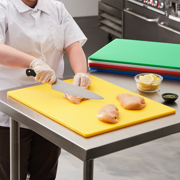 24" x 18" x 1/2" Yellow Polyethylene Cutting Board