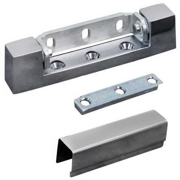 Stainless steel AllPoints door hinge with offset holes.