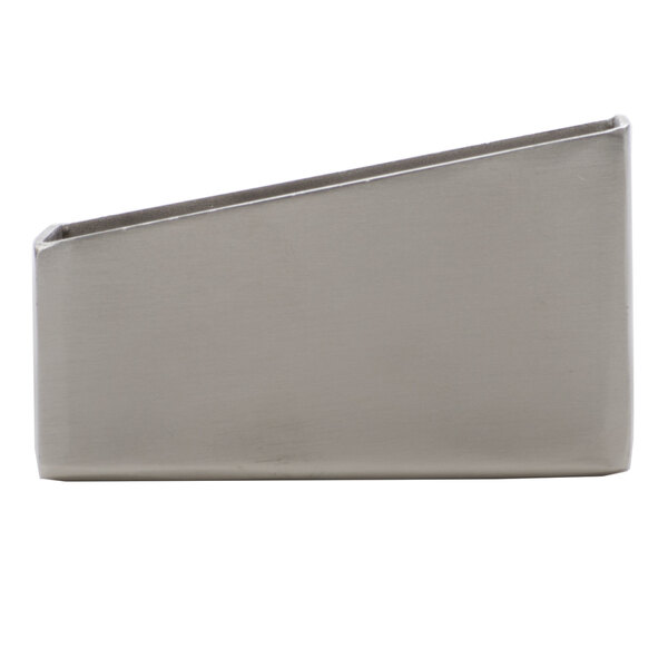 A rectangular silver stainless steel sugar caddy.