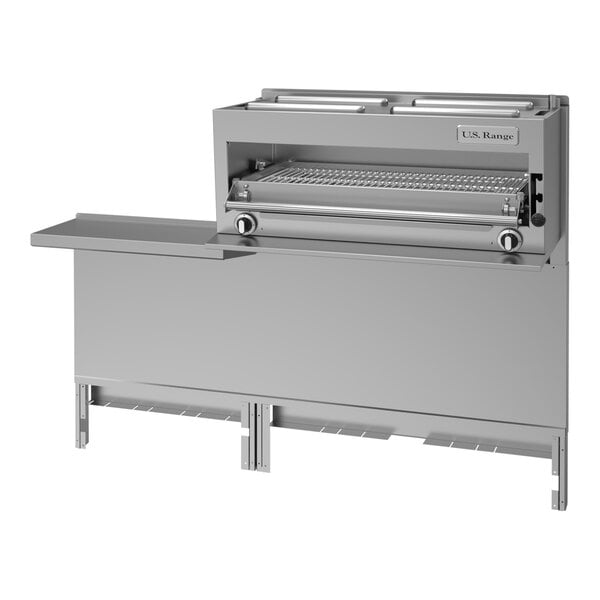 A stainless steel liquid propane range-mount infra-red salamander broiler designed for commercial kitchens.