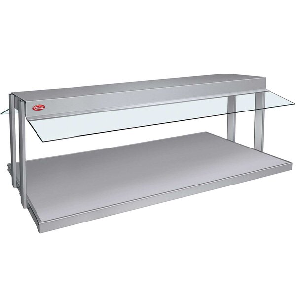 A white Hatco countertop buffet warmer with a glass shelf.