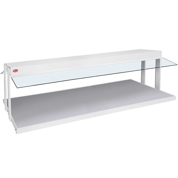 A white Hatco countertop buffet warmer with a shelf inside.