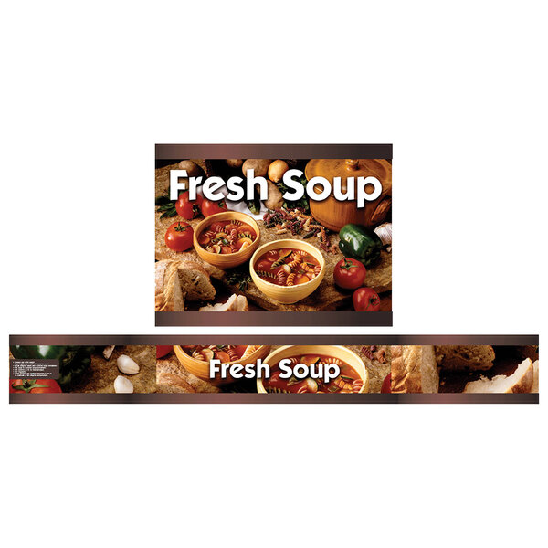 The menu board on a Vollrath Country Kitchen Soup Merchandiser with the words "Fresh Soup" on it.