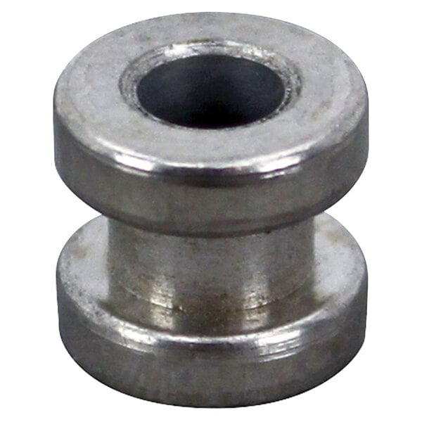 A stainless steel threaded keyhole shelf support.