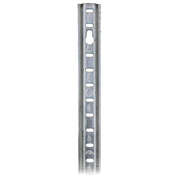 An All Points aluminum keyhole shelf pilaster with holes on a metal bar.