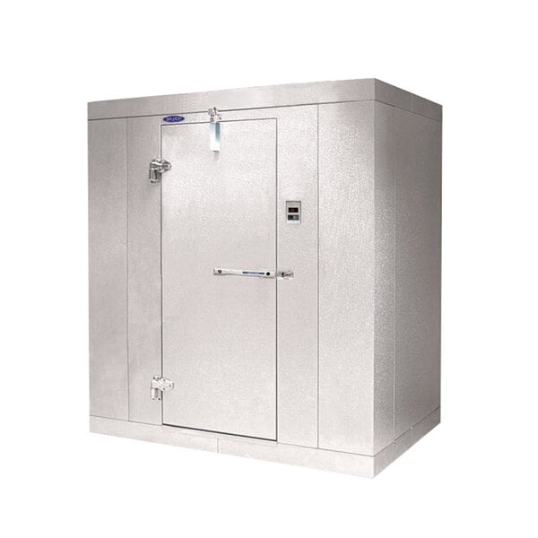 a white metal box with a door
